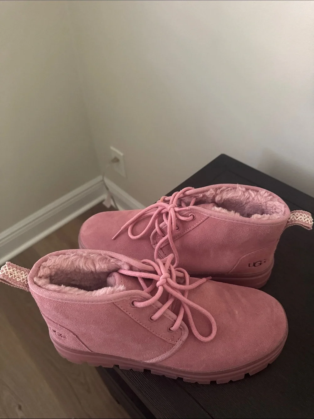 UGG Neumel Boot - Pink Suede Lace-Up Winter Boots